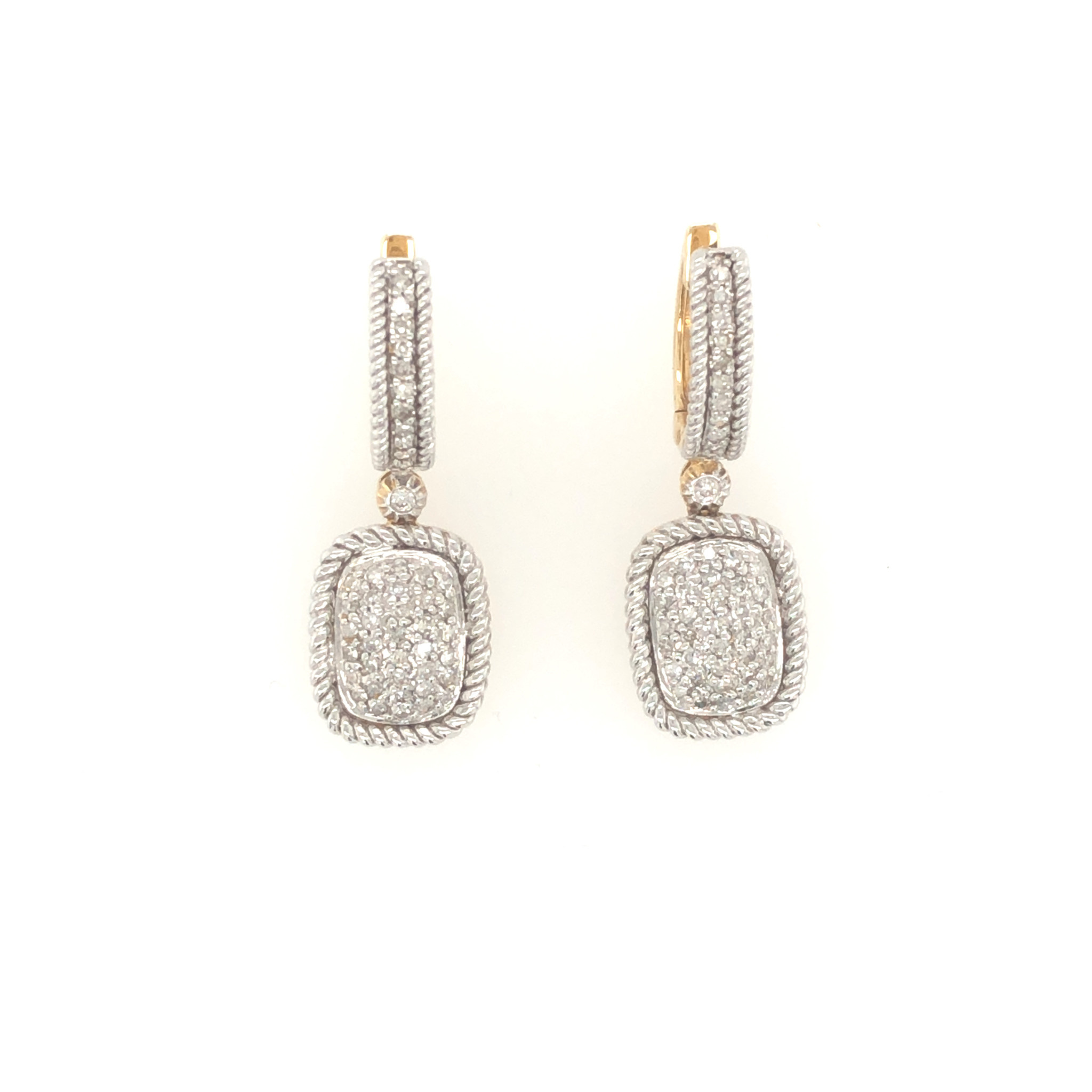 31922 14K 2 TONE .50TCW DIAMOND DROP HANGING EARRING