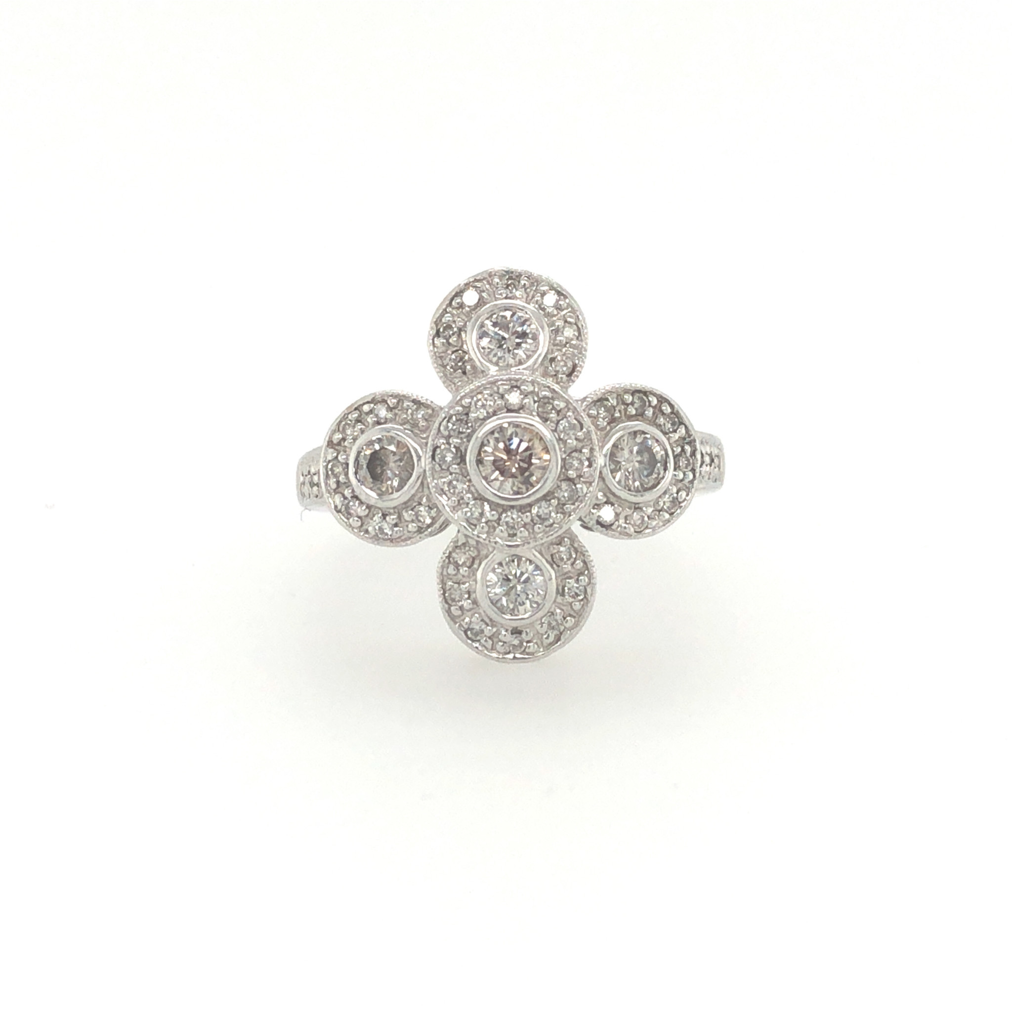 40783 14K WHITE GOLD 1CT DIAMOND WITH 5 HALO CLUSTER LADIES DIAMOND RING