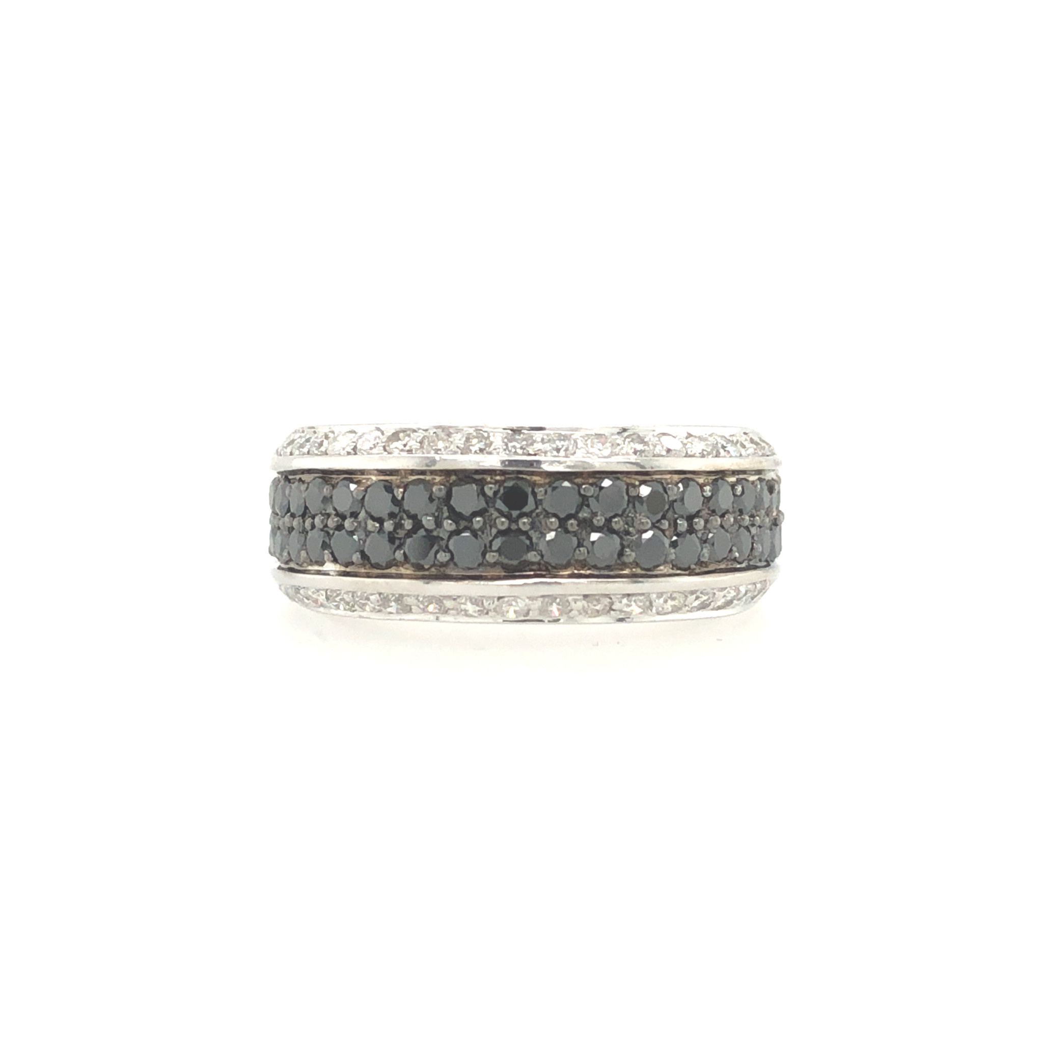 40794 14K WHITE GOLD 1.35CT BLACK & WHITE DIAMOND LIFTED BAND RING