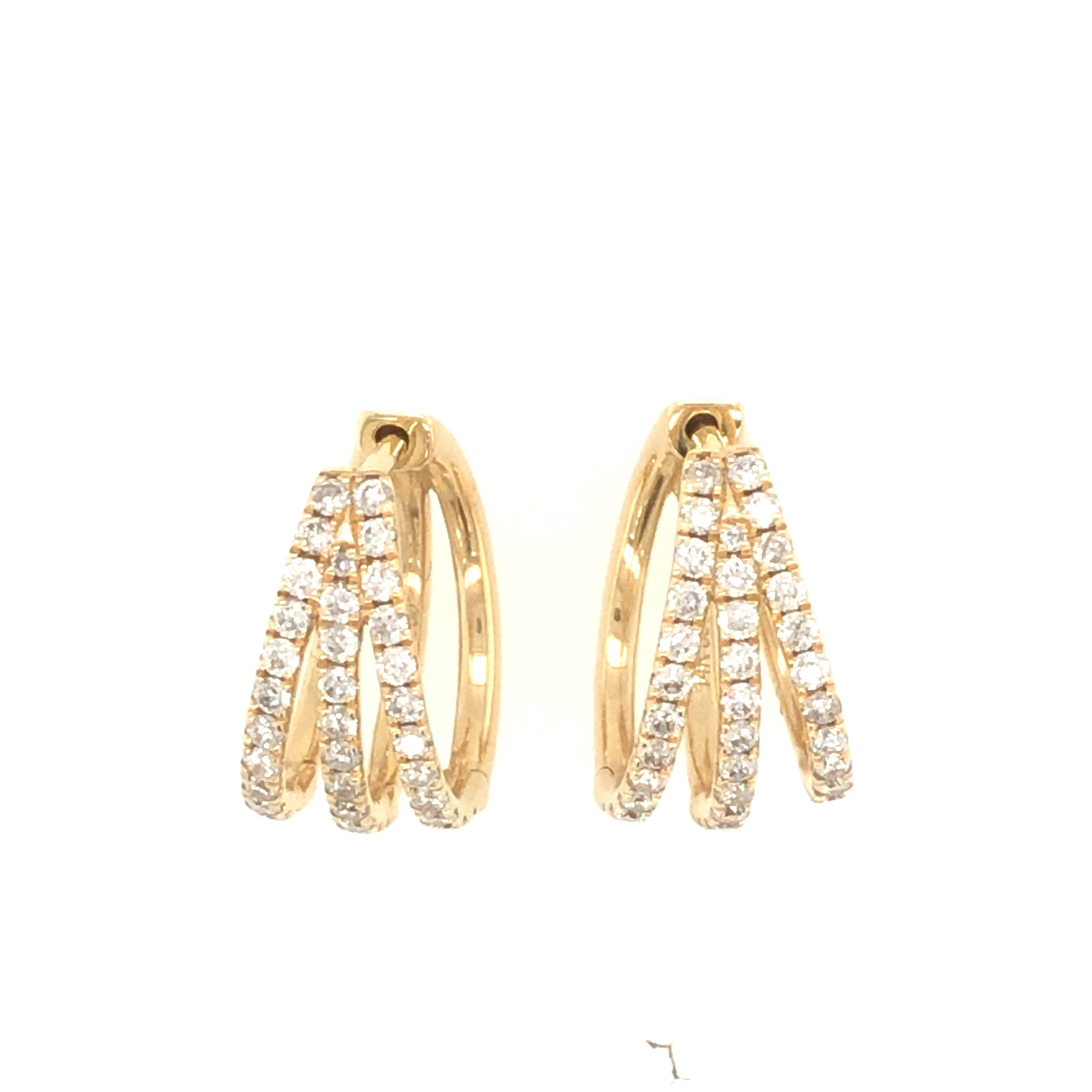 32227 14K YELLOW GOLD .68TCW DIAMOND 3 SPLIT ROW HUGGIES EARRINGS 32227 14K YELLOW GOLD .68TCW DIAMOND 3 SPLIT ROW HUGGIES EARRINGS