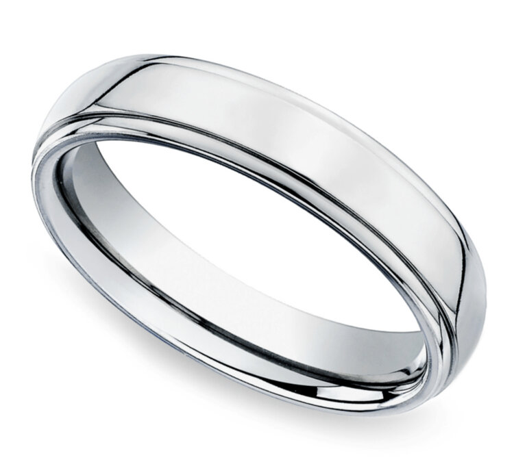 475123 14K WHITE GOLD HIGH POLISH 5MM GROOVE EDGES 6.5 SIZE