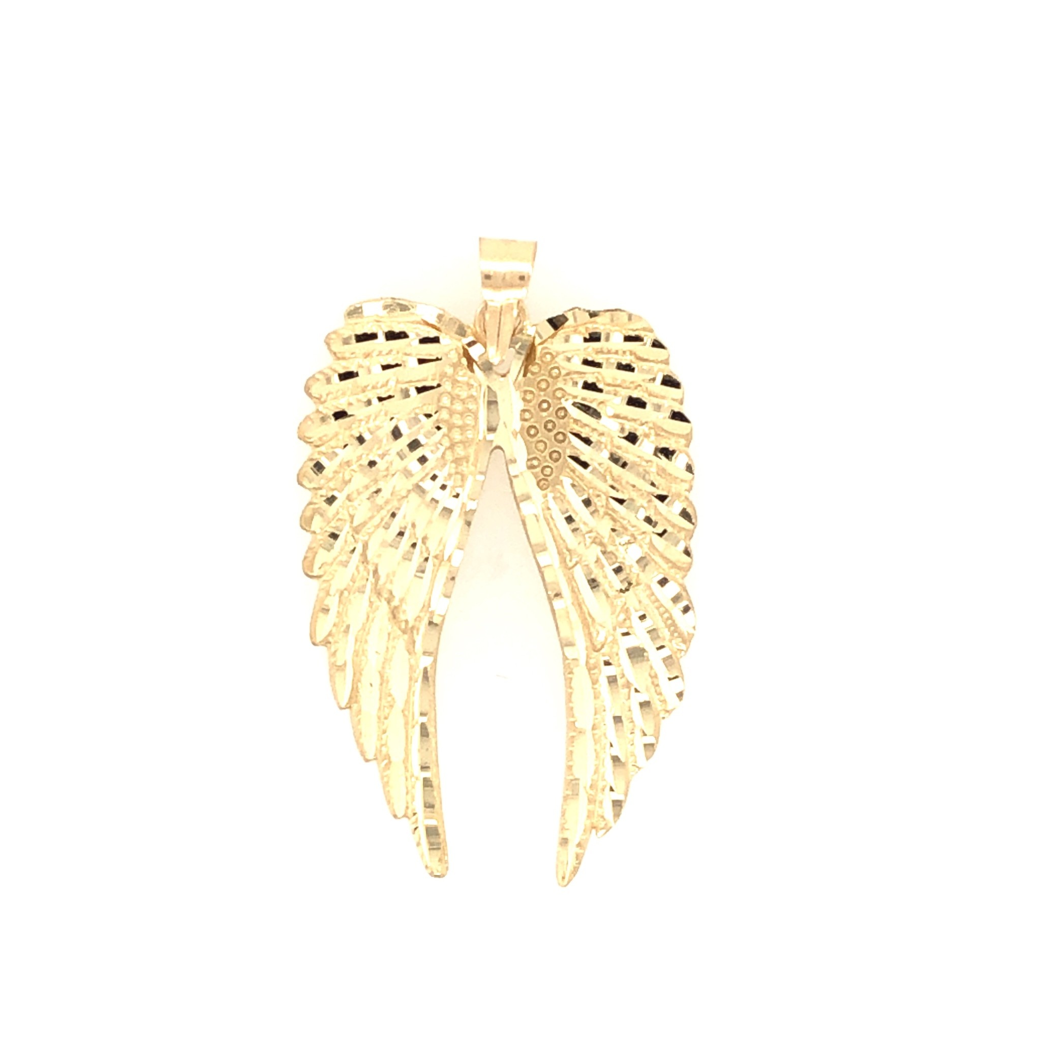 78040 14K YELLOW GOLD DOUBLE ANGEL WING DIAMOND CUT CHARM