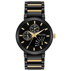 Bulova BULOVA 2 TONE BLACK AND GOLD TONE CHRONOGRAPH MENS WATCH