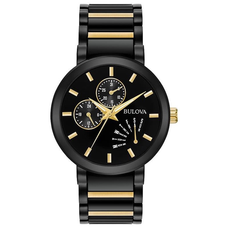 Bulova BULOVA 2 TONE BLACK AND GOLD TONE CHRONOGRAPH MENS WATCH
