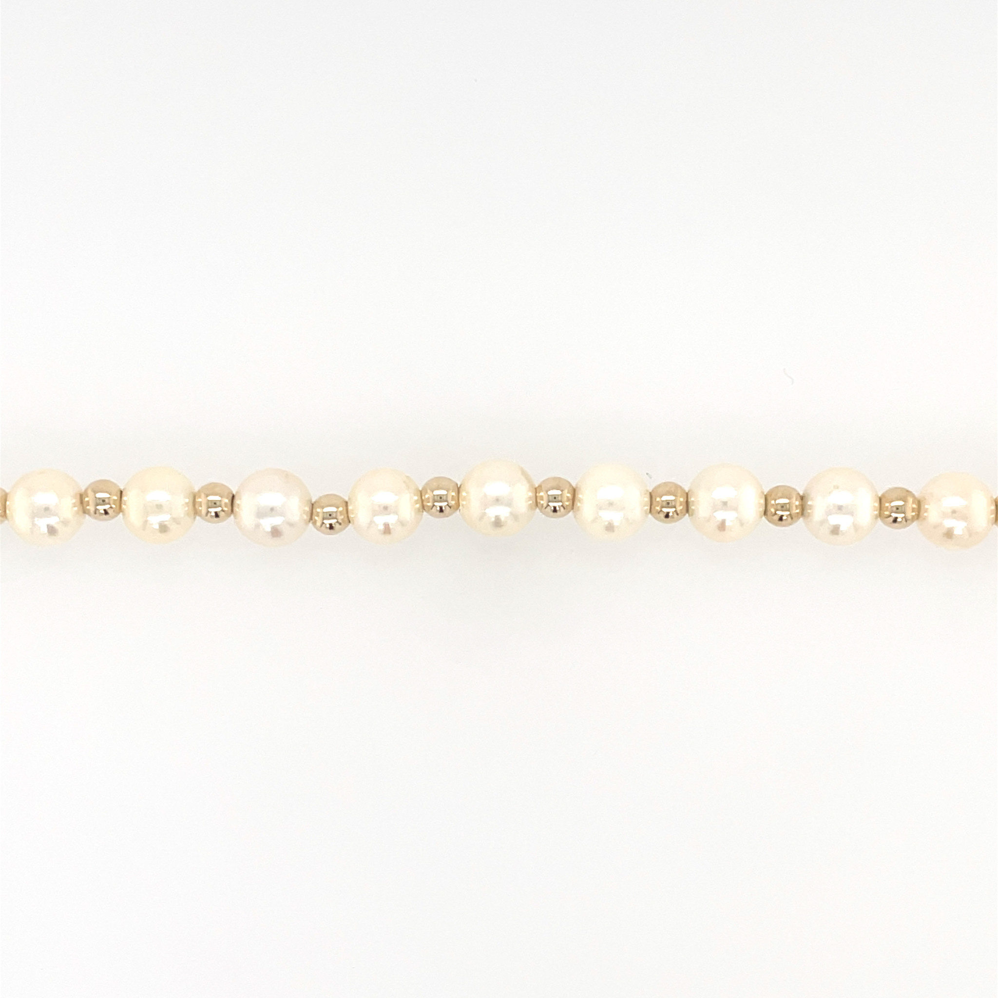 20075 14K YELLOW GOLD BEADS AND PEARLS BRACELET