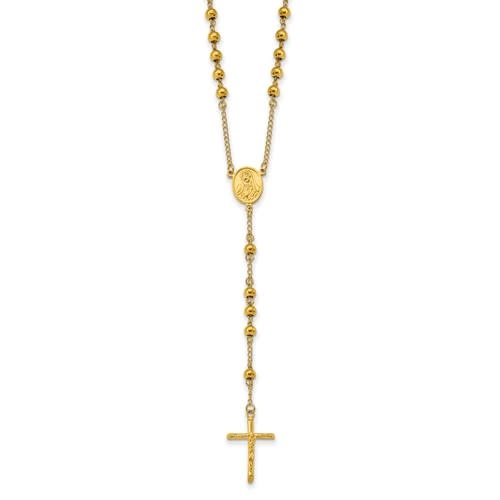 90017 STAINLESS STEEL YELLOW GOLD IP PLATED ROSARY NECKPIECE