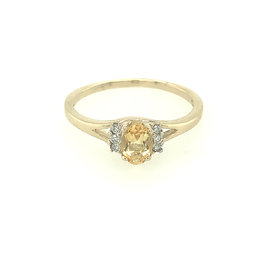 40146 14K YELLOW GOLD OVAL CITRINE CENTER WITH .06TCW DIAMOND SIDE STONES BIRTH STONE RING
