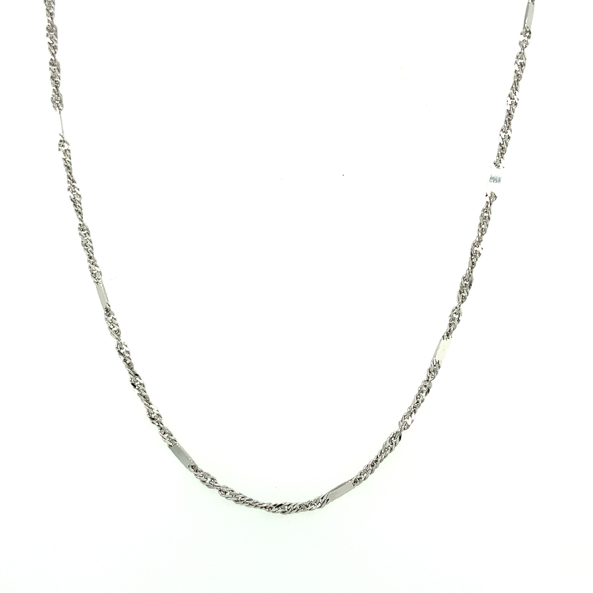 50850 14K WHITE GOLD 16" SINGAPORE BAR LINK CHAIN