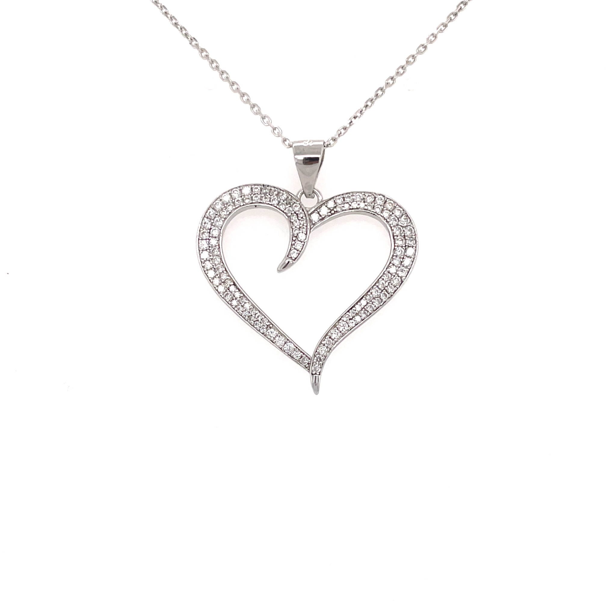 81143 STERLING SILVER LARGE OPEN HEART PAVE CUBIC ZIRCONIA PENDANT 81143 STERLING SILVER LARGE OPEN HEART PAVE CUBIC ZIRCONIA PENDANT
