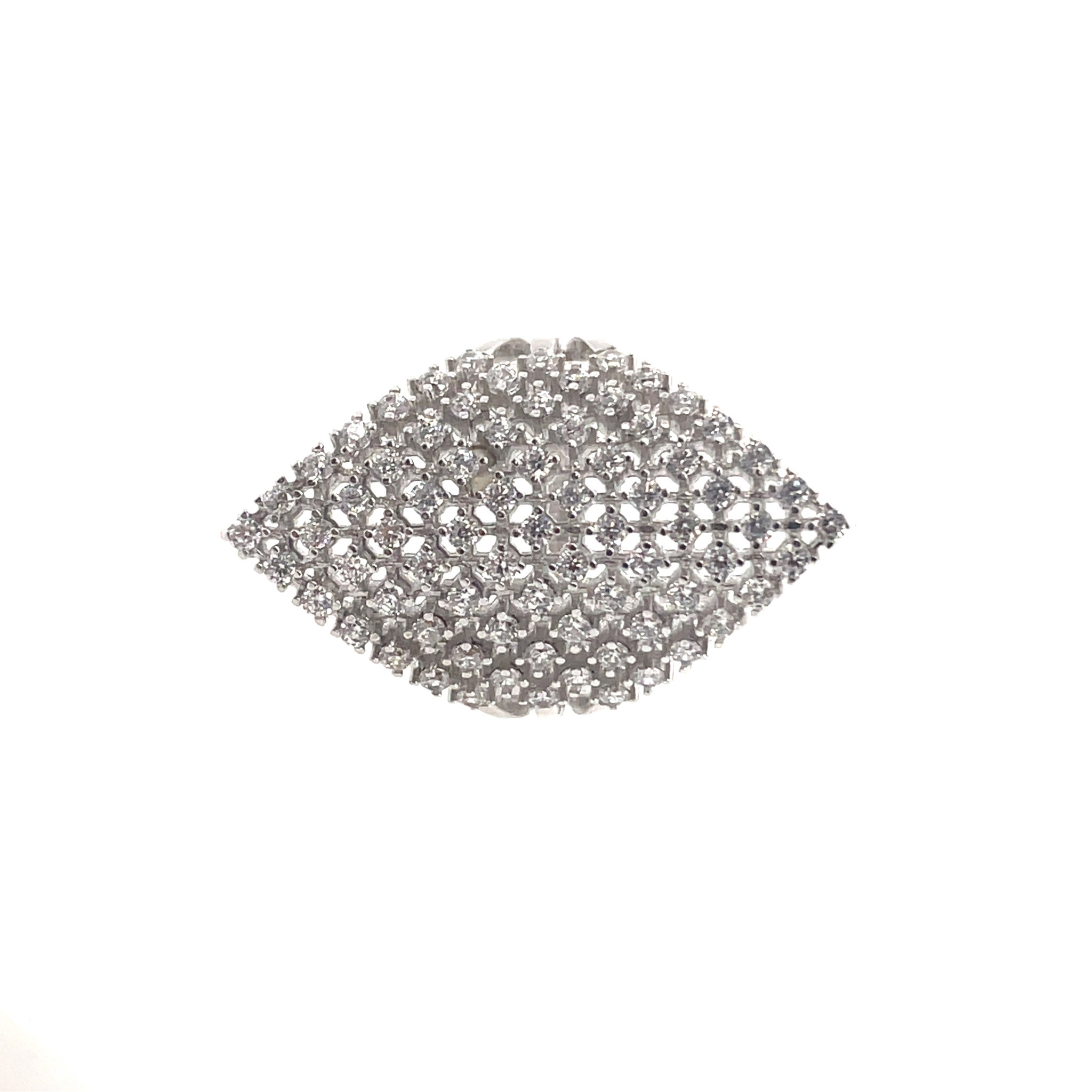 80032 STERLING SILVER CUBIC ZIRCONIA MESH DESIGN DIAMOND SHAPE COCKTAIL RING