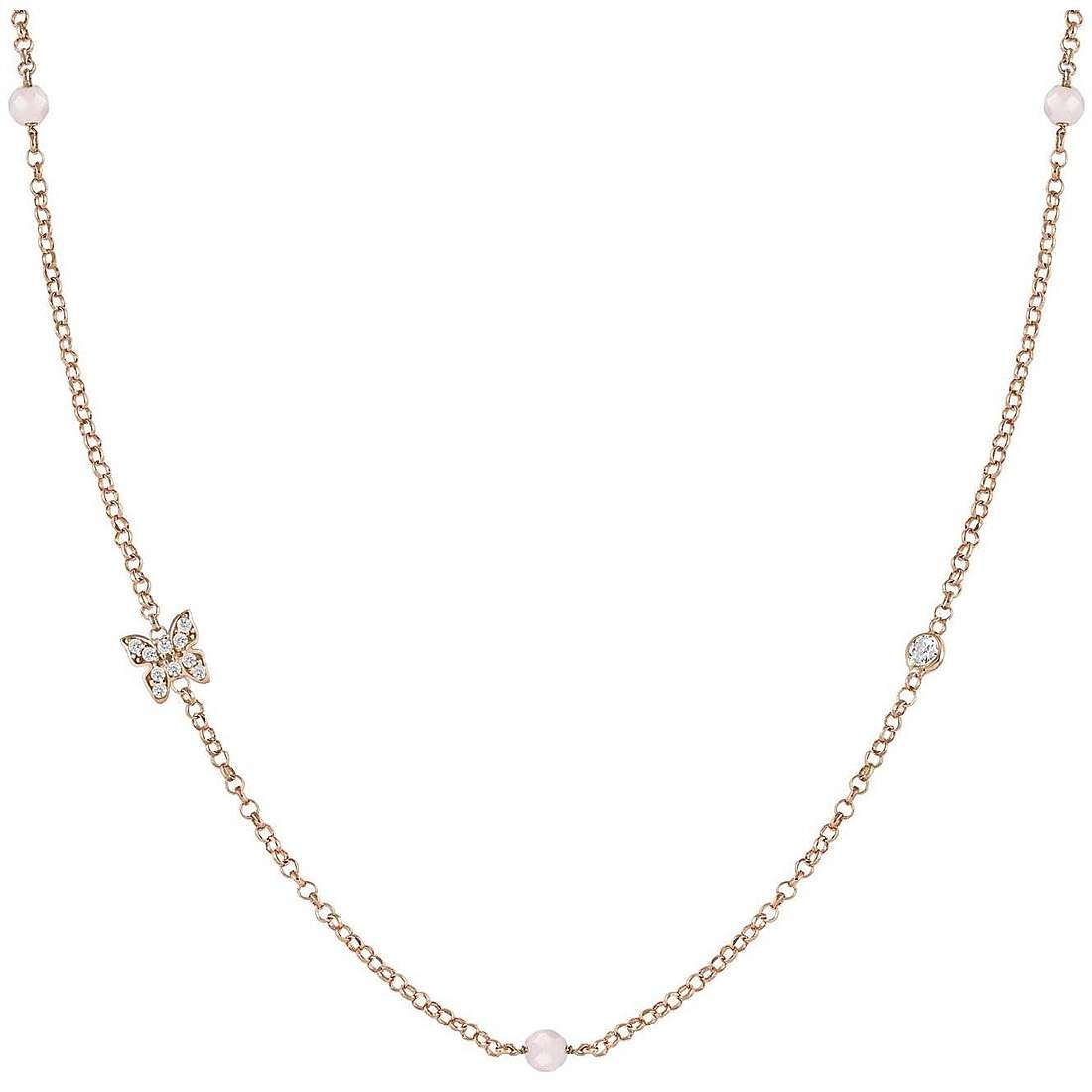 NOMINATION STERLING SILVER CABLE LINK WITH CUBIC ZIRCONIA BUTTERFLY AND PINK BEAD CHARM NECKPIECE NOMINATION STERLING SILVER CABLE LINK WITH CUBIC ZIRCONIA BUTTERFLY AND PINK BEAD CHARM NECKPIECE