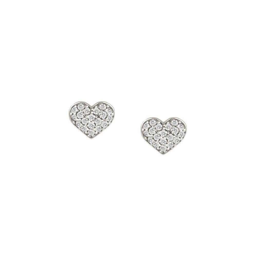 NOMINATION STERLING SILVER CUBIC ZIRCONIA HEART PUSH BACK STUDS