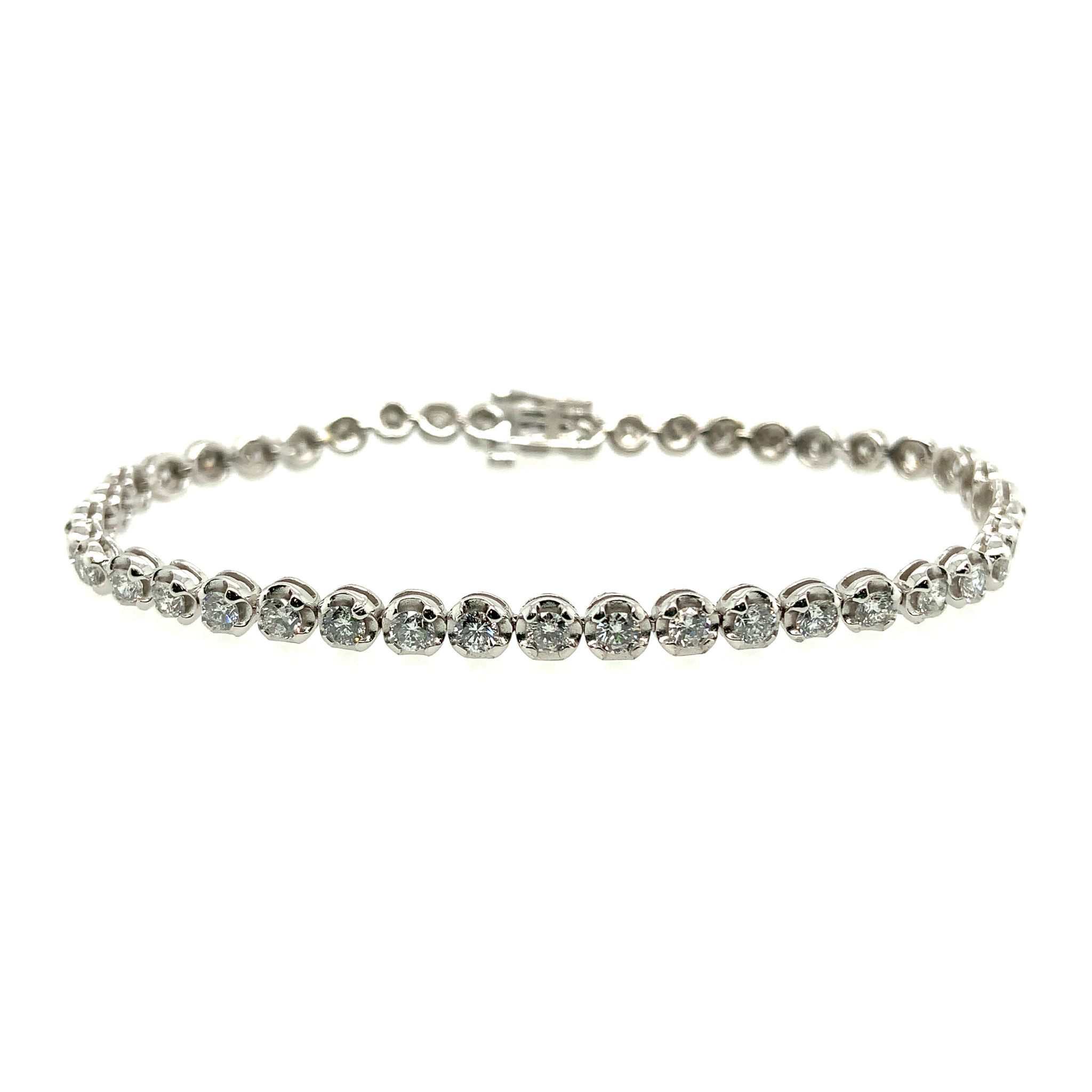 20095 10K WHITE GOLD 3 CT DIAMOND ROUND OVERSIZED MIRACLE SET TENNIS BRACELET