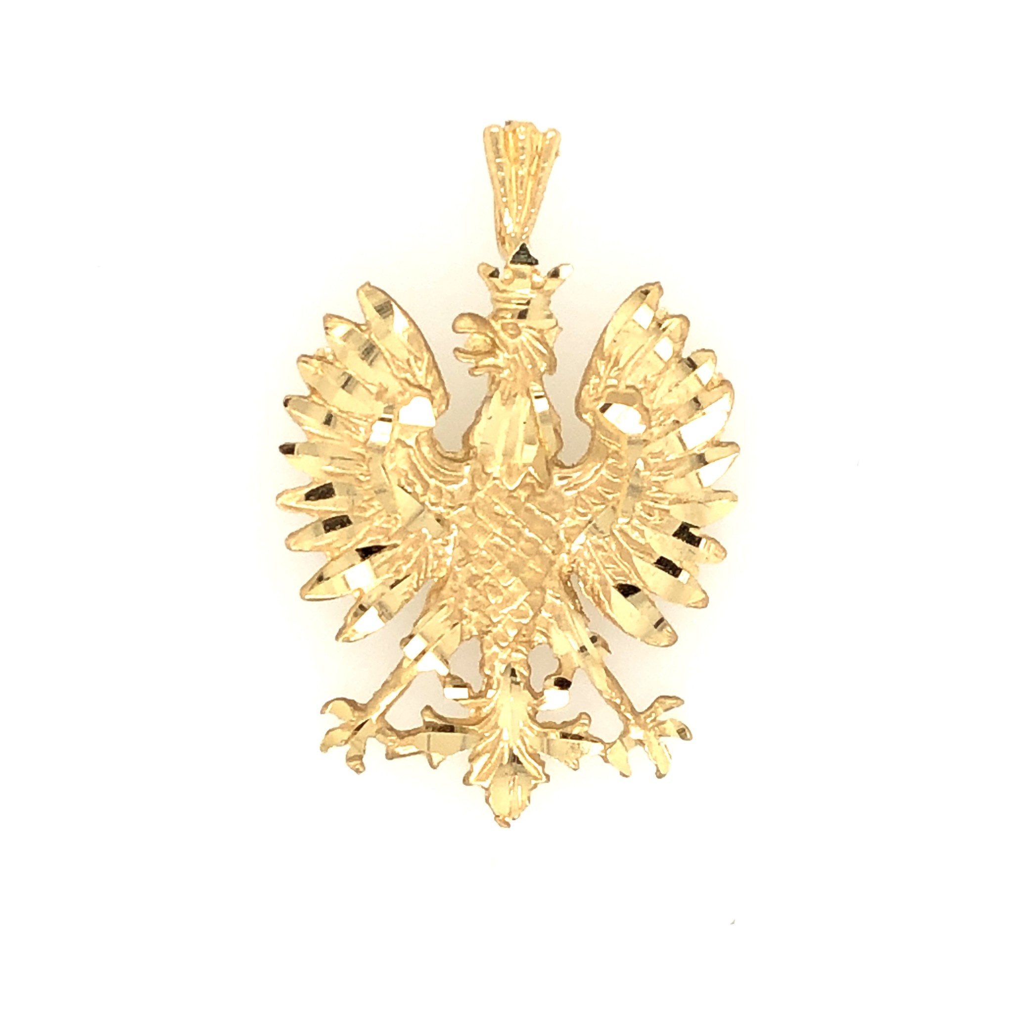 78047 14K YELLOW GOLD POLISH EAGLE DIAMOND CUT SOLID CHARM 1.3''