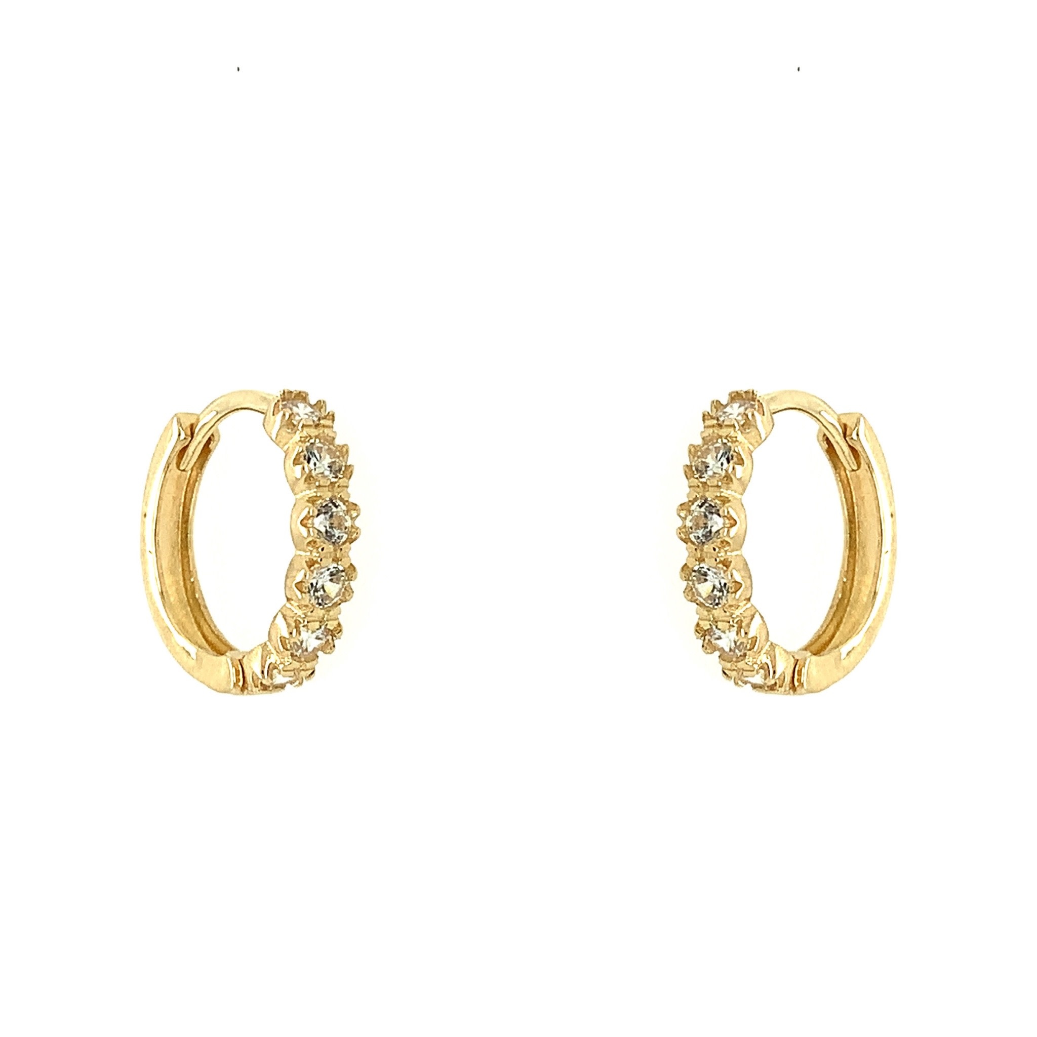 30561 14K YELLOW GOLD BEADED SET CUBIC ZIRCONIA HUGGIES 30561 14K YELLOW GOLD BEADED SET CUBIC ZIRCONIA HUGGIES