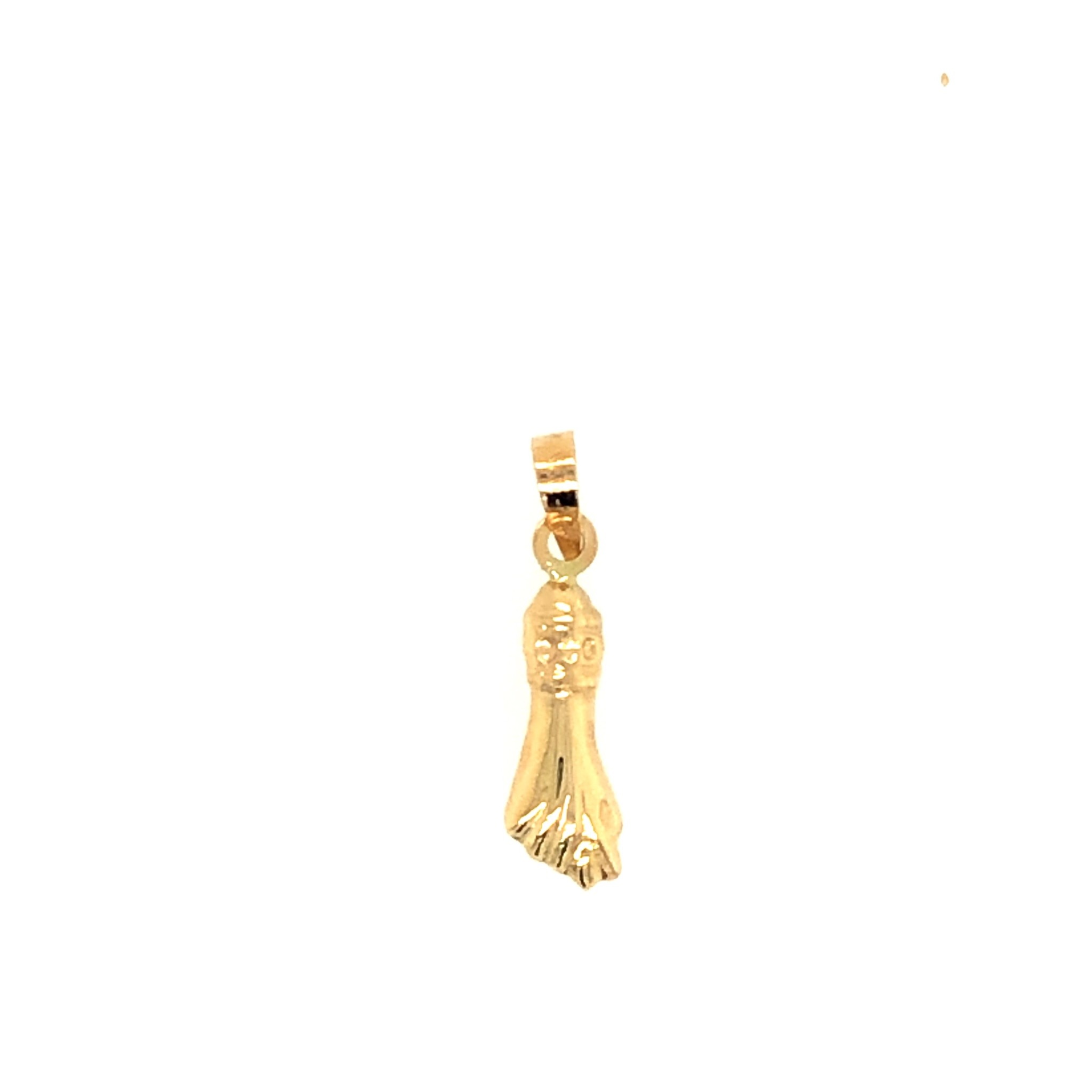 78049 14K YELLOW GOLD AZABACHE FIGA MANO HAND FIST CHARM 16MM