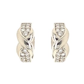 31139 14K WHITE GOLD CUBIC ZIRCONIA X CENTER HUGGIES