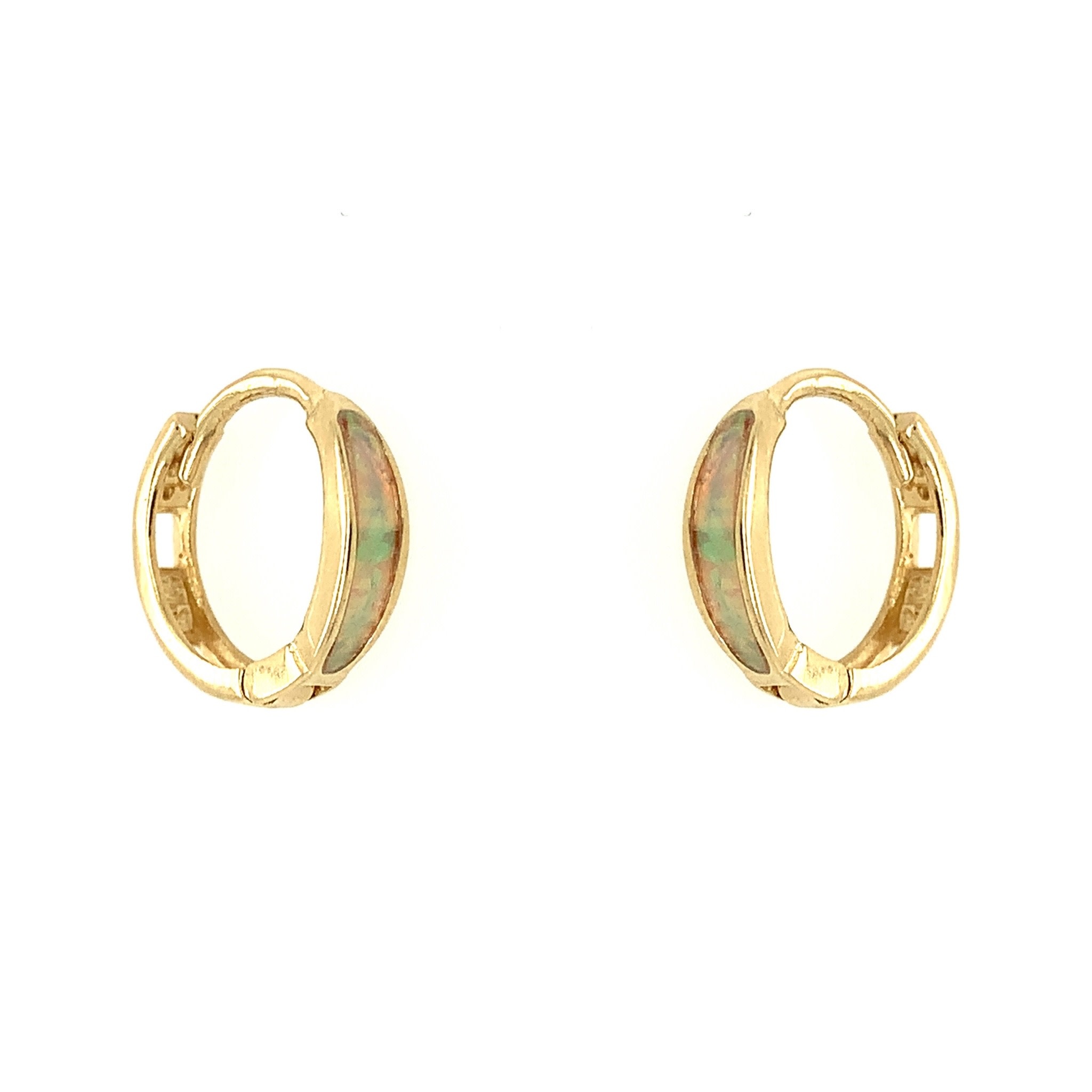 30556 14K YELLOW GOLD OPAL CHANNEL SET HUGGIES