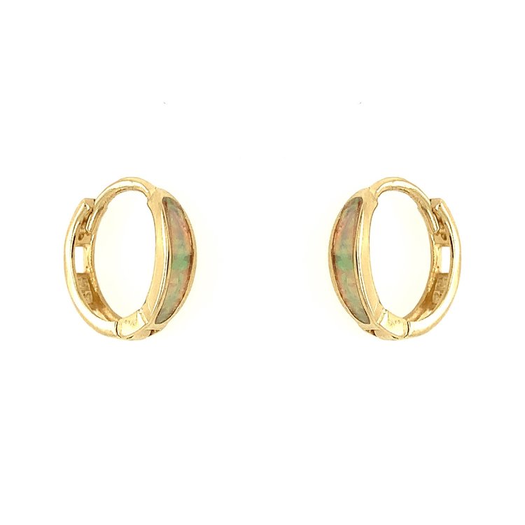 30556 14K YELLOW GOLD OPAL CHANNEL SET HUGGIES