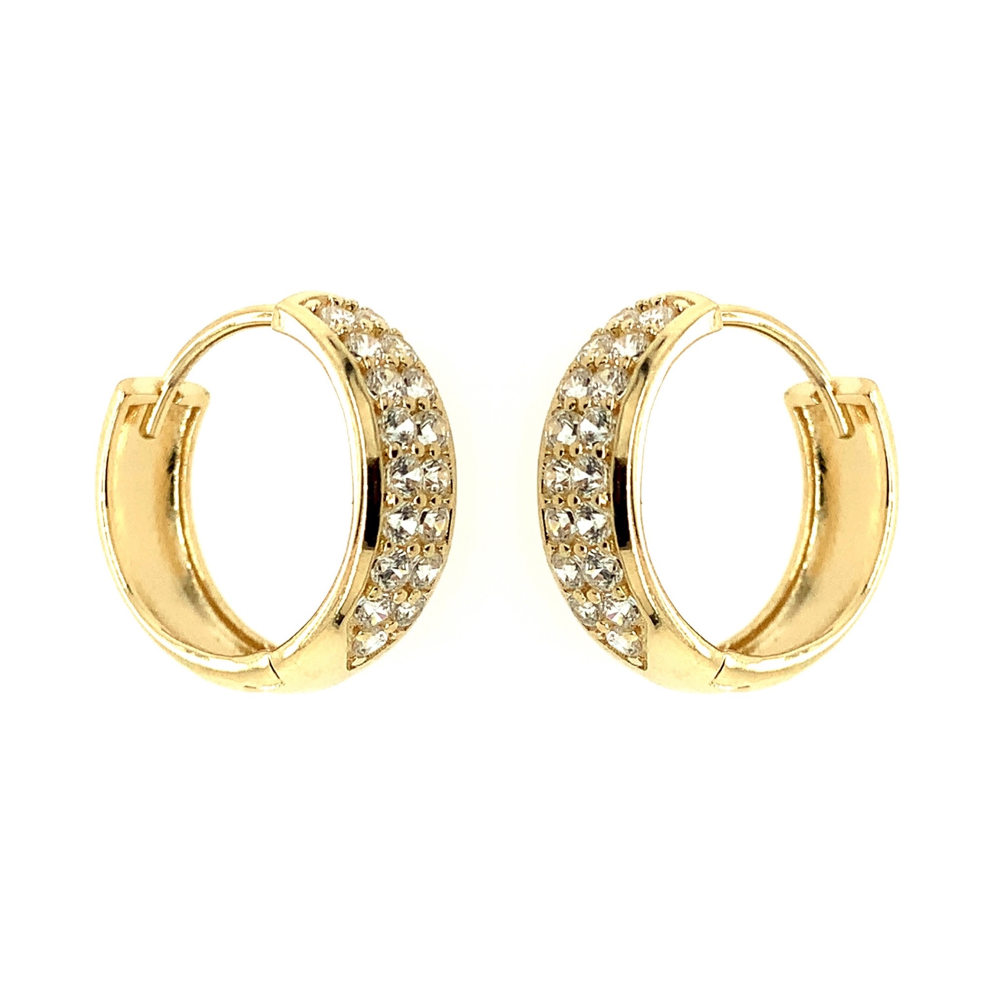 30565 14K YELLOW GOLD PAVE SET CUBIC ZIRCONIA HUGGIES