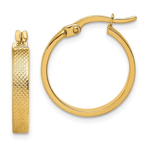 30587 14K YELLOW GOLD .75" TEXTURED HOOPS 30587 14K YELLOW GOLD .75" TEXTURED HOOPS