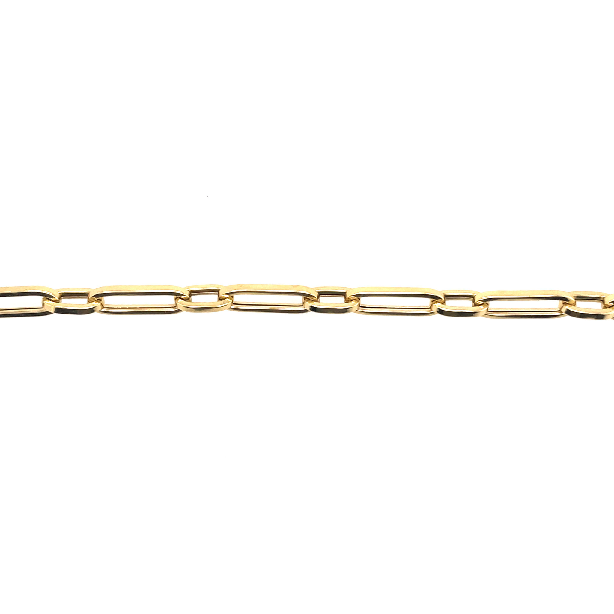 20099 14K YELLOW GOLD 5MM 7.5" SMALL AND LARGE PAPER CLIP LINK BRACELET