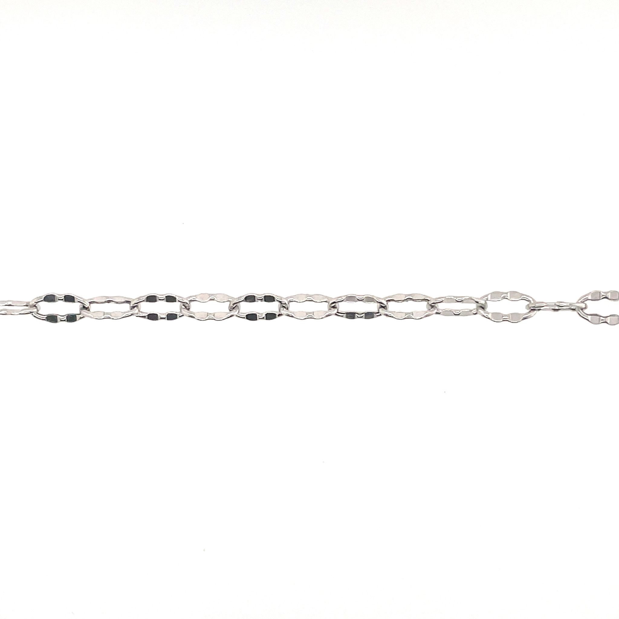 20102 14K WHITE GOLD HAMMERED DESIGN CABLE LINK ANKLET