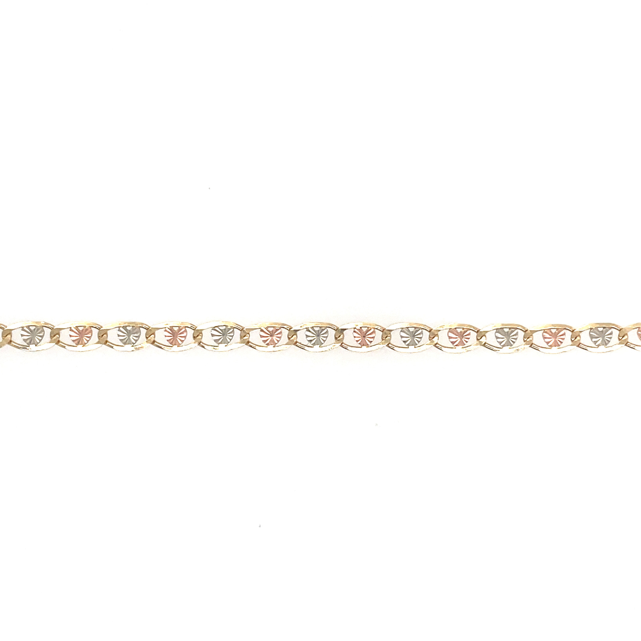 20100 14K TRICOLOR DIAMOND CUT HEART GUCCI LINK ANKLET