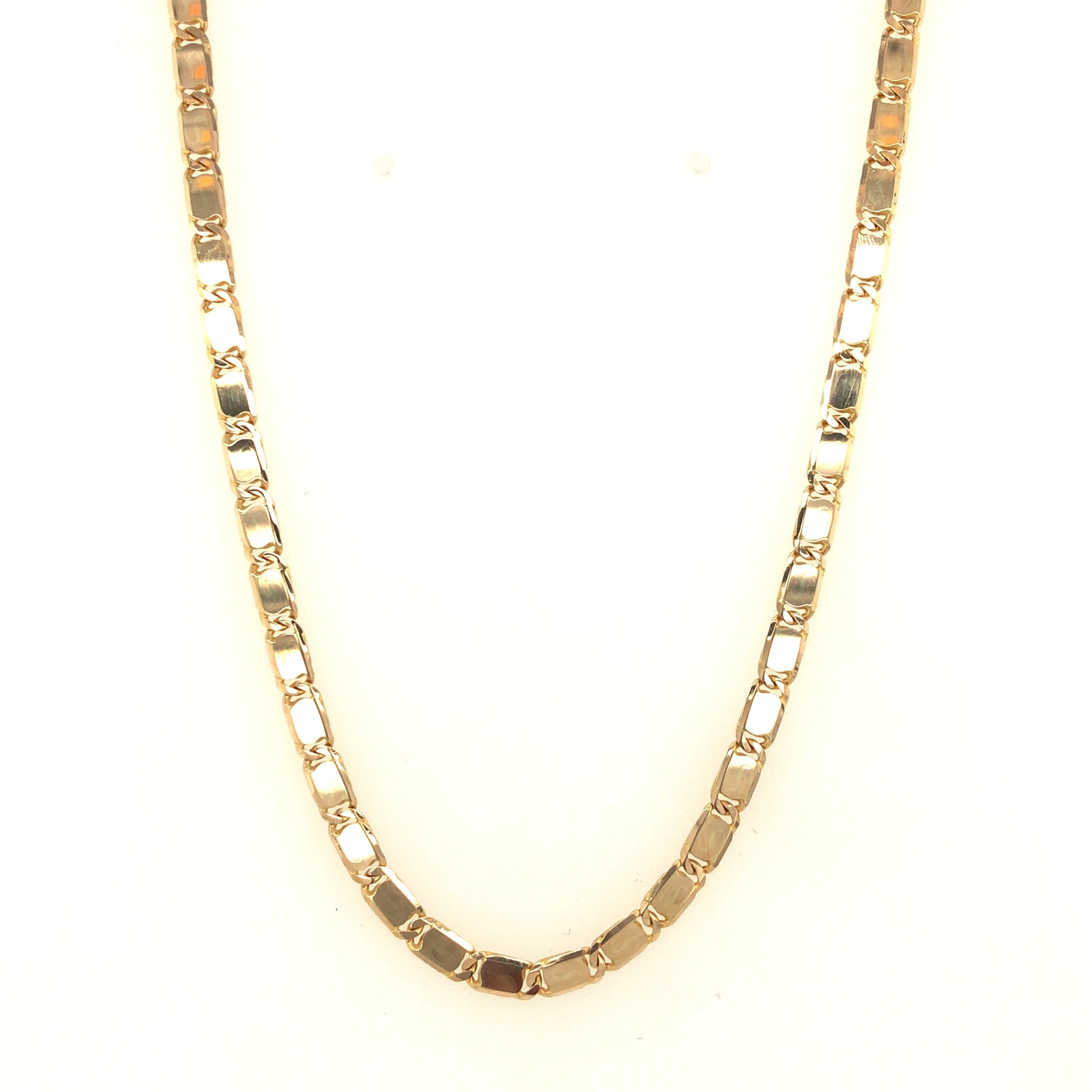 50162 14K 18'' YELLOW GOLD MIRROR TIGER EYE LINK CHAIN