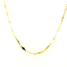 60091 14K YELLOW GOLD 18'' MIRROR DIAMOND SHAPE HIGH POLISH NECKPIECE