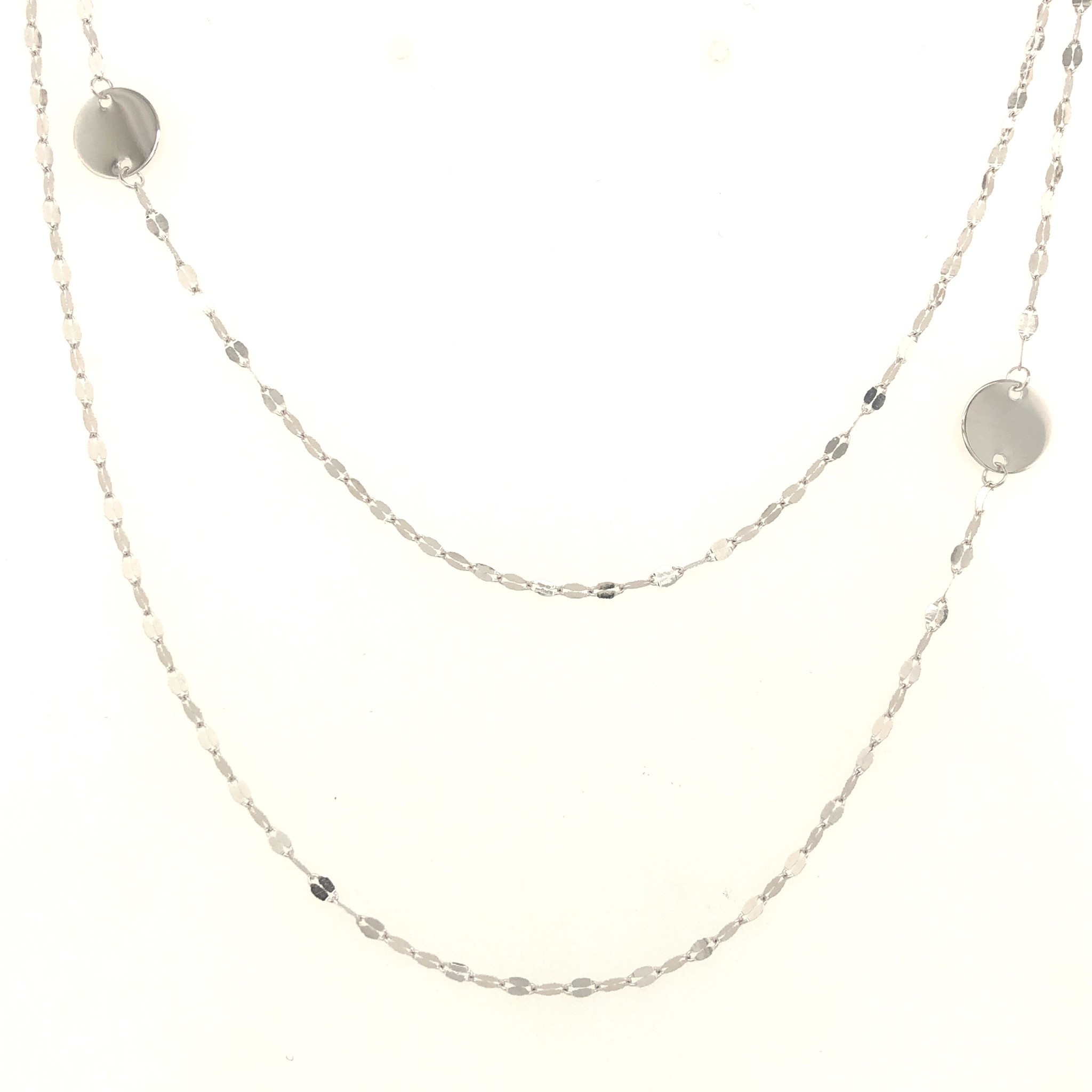 60092 14K WHITE GOLD DOUBLE LAYER WITH 2 DISC FLIP LINK NECKPIECE