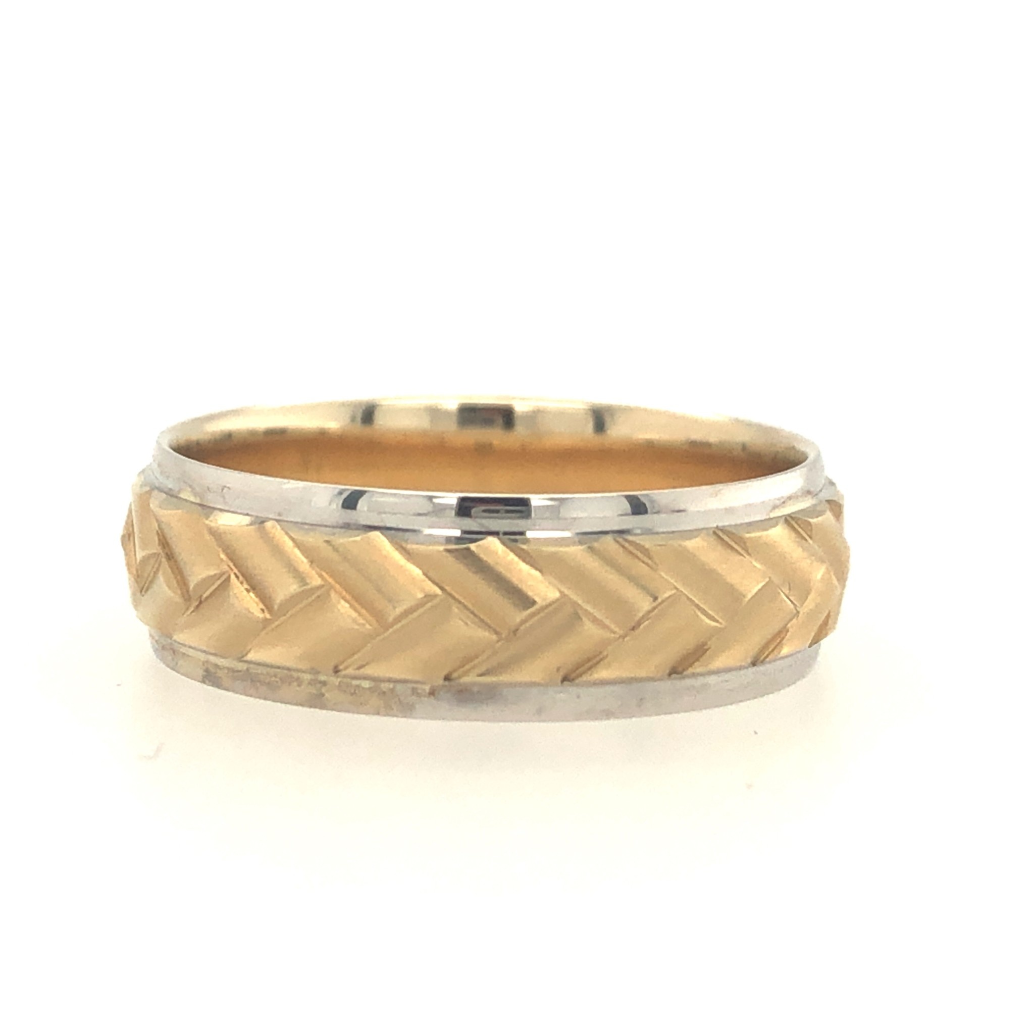 475137 14K 2 TONE BRAIDED DASING 5.90MM WEDDING BAND SIZE 7