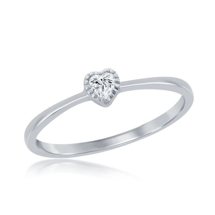 W-2749 Sterling Silver Heart CZ Ring Size 7