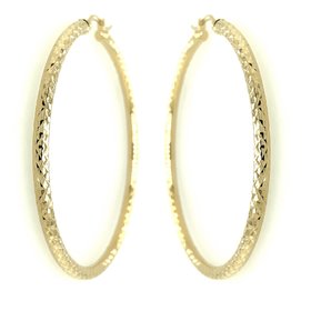 30605 14K YELLOW GOLD 3MM 1” DIAMOND CUT HOOPS