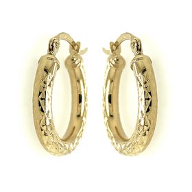 30604 14K YELLOW GOLD 3MM .75” DIAMOND CUT HOOPS