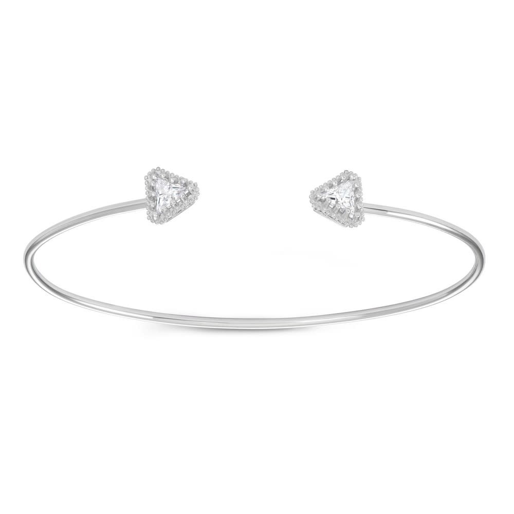 U-6651 STERLING SILVER TRILLION CUBIC ZIRCONIA OPEN BANGLE BRACELET U-6651 STERLING SILVER TRILLION CUBIC ZIRCONIA OPEN BANGLE BRACELET