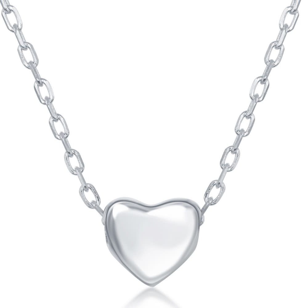 L-4007 STERLING SILVER SMALL SHINY HEART NECKLACE L-4007 STERLING SILVER SMALL SHINY HEART NECKLACE