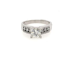 40498 14K WHITE GOLD 1.51CT J/I1 PRINCESS CUT ENGAGEMENT RING  (.50TCW SETTING)