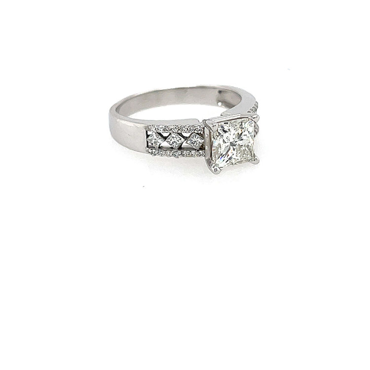 40498 14K WHITE GOLD 1.51CT J/I1 PRINCESS CUT ENGAGEMENT RING  (.50TCW SETTING)