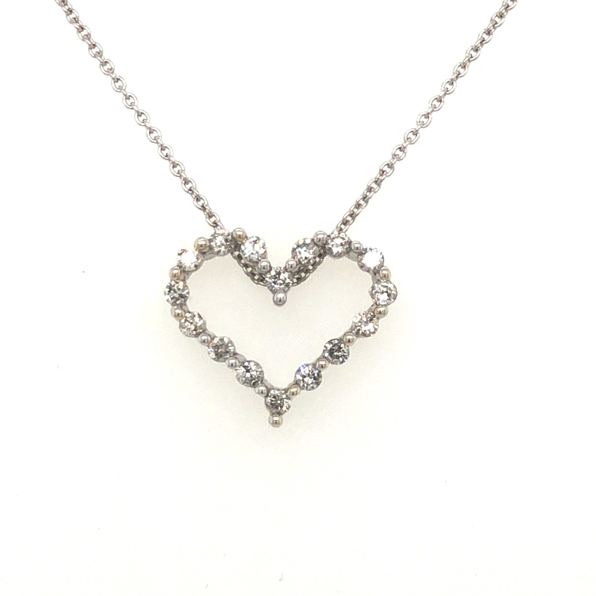 70165 14K WHITE GOLD .20TCW COMMON PRONG DIAMOND OPEN HEART PENDANT SET 70165 14K WHITE GOLD .20TCW COMMON PRONG DIAMOND OPEN HEART PENDANT SET