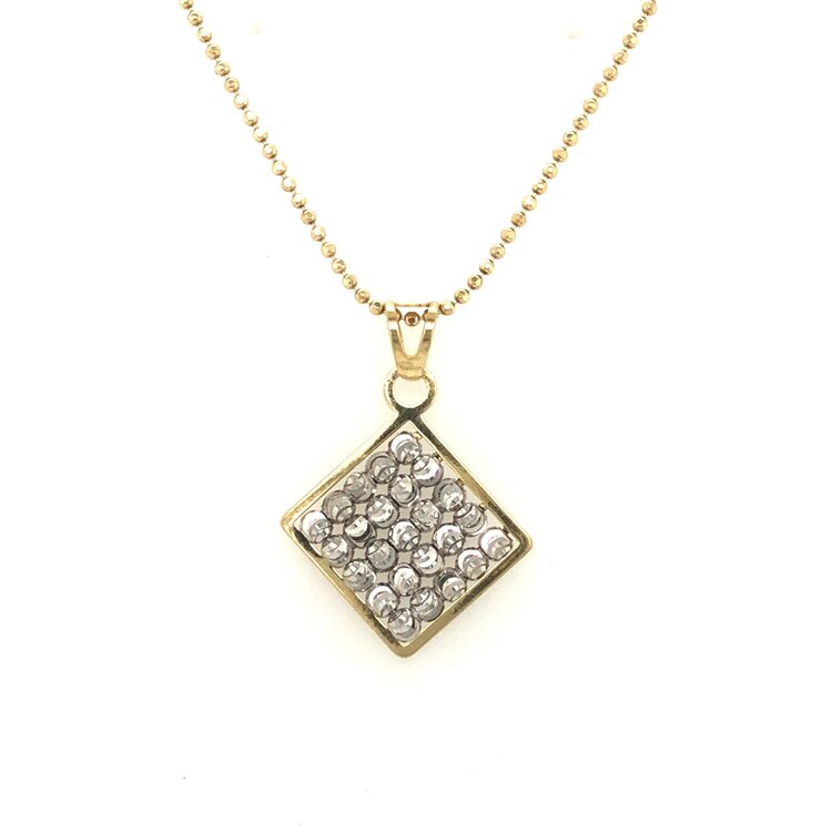 OFFICINA BERNARDI 18KT PLATED SQUARE BEADED PENDANT SET
