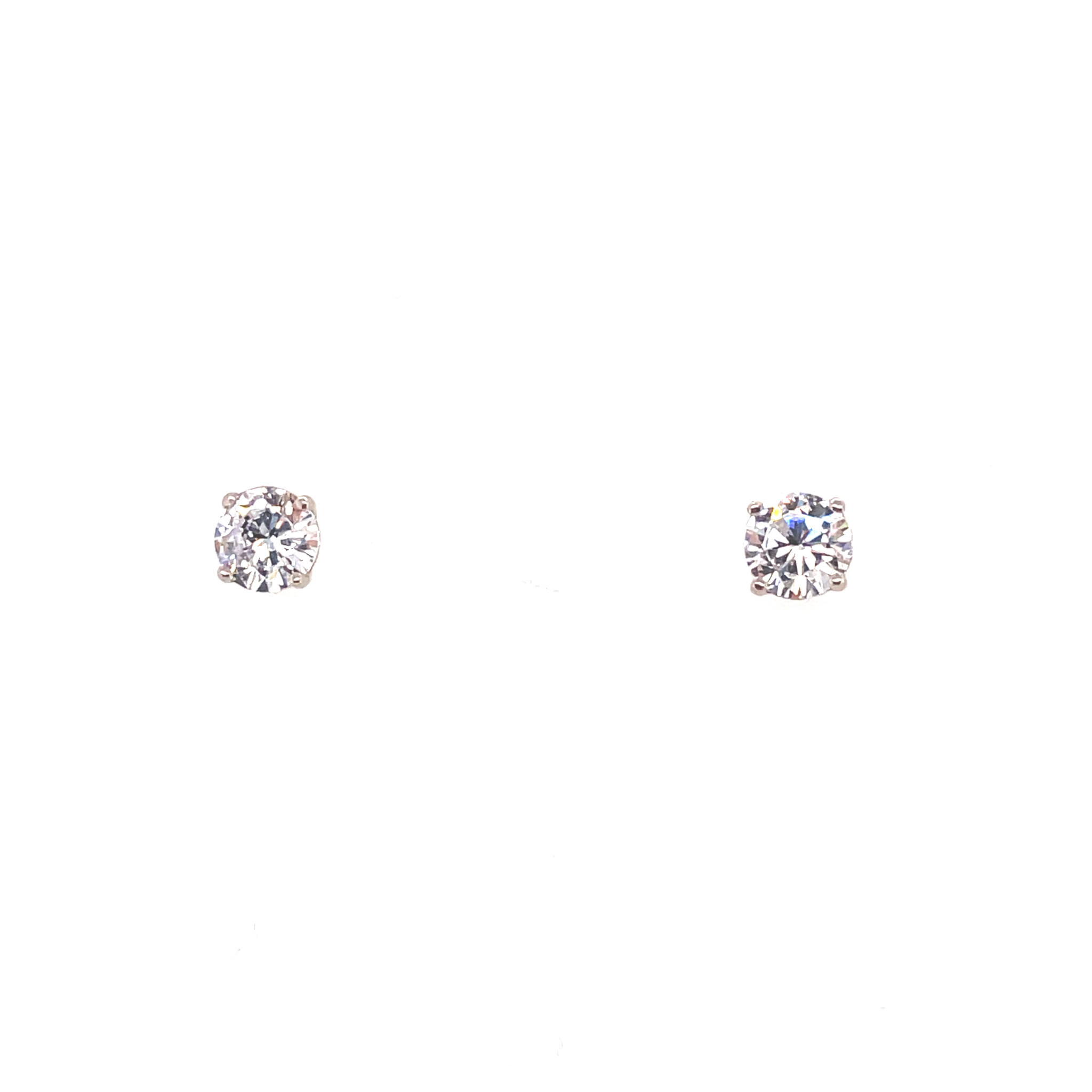 30025 14K YELLOW GOLD 4MM ROUND CUBIC ZIRCONIA SCREW BACK STUDS