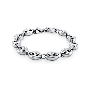 SMB439 ITALGEM STAINLESS STEEL HOLLOW PUFFY GUCCI LINK MENS BRACELET