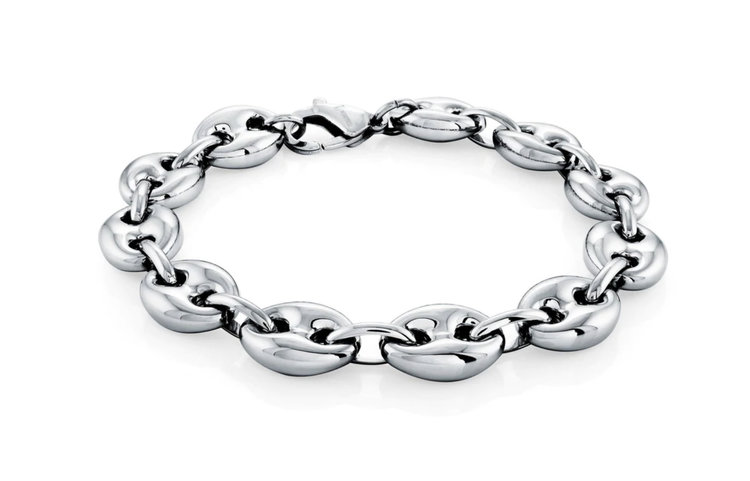 SMB439 ITALGEM STAINLESS STEEL HOLLOW PUFFY GUCCI LINK MENS BRACELET