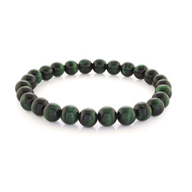 BB-200-L ITALGEM GREEN TIGER EYE STRETCH MENS BRACELET