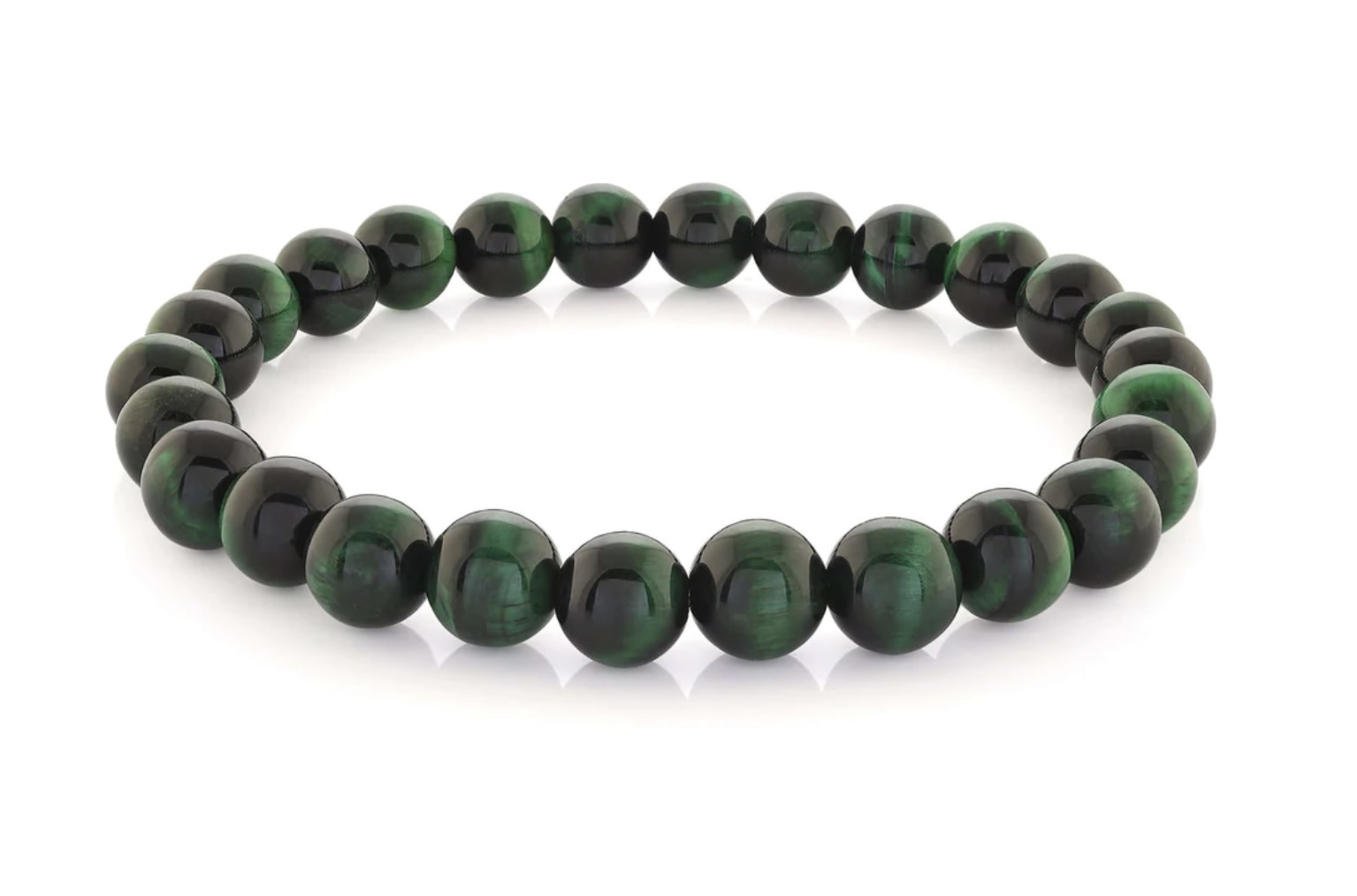 BB-200-L ITALGEM GREEN TIGER EYE STRETCH MENS BRACELET