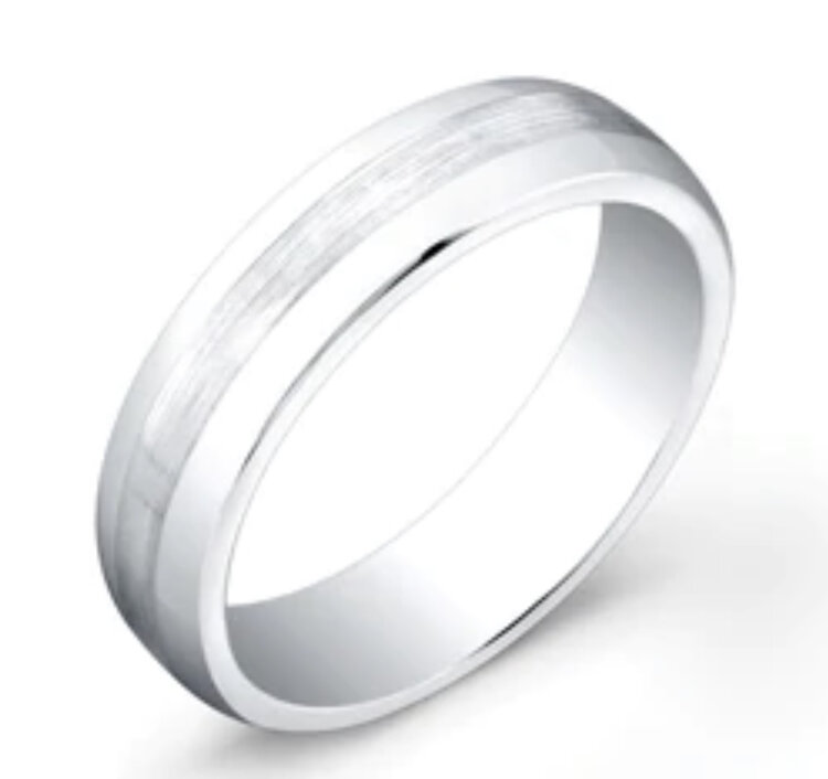 CC01 COBALT CHROMO BRUSHED CENTER POLISHED  EDGES  BAND SIZE 10