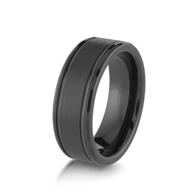TC41 TUNGSTEN BLACK BRUSHED WITH POLISHED CARBIDE 8MM BAND SIZE 10