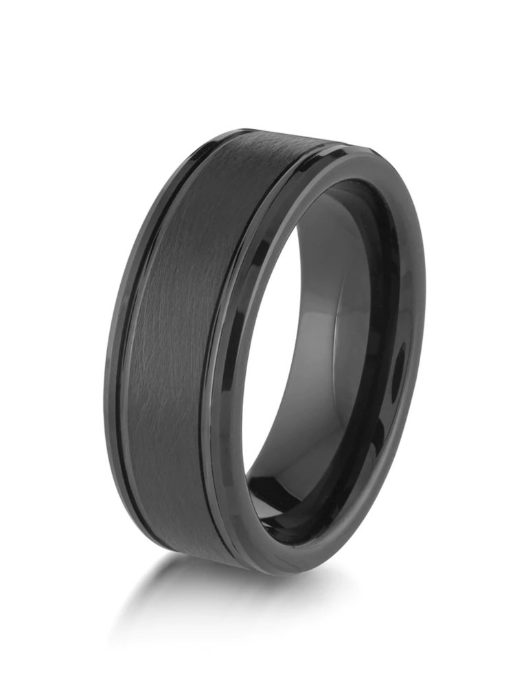 TC41 TUNGSTEN BLACK BRUSHED WITH POLISHED CARBIDE 8MM BAND SIZE 10