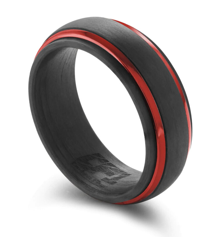 CF7 RED IP ALUMINIUM CARBON FIBRE 8MM BAND SIZE 10